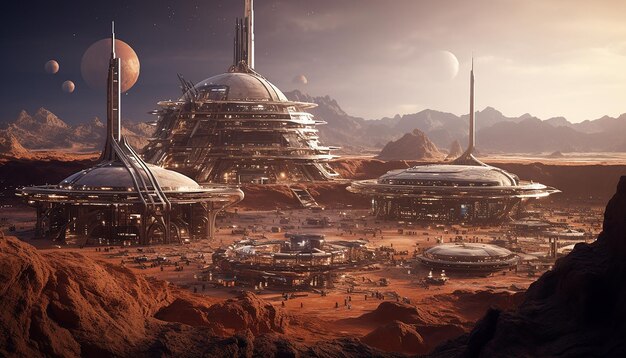 Tomorrowland auf dem Mars Zukunftsleben und Koloniensiedlung auf dem Marsplaneten