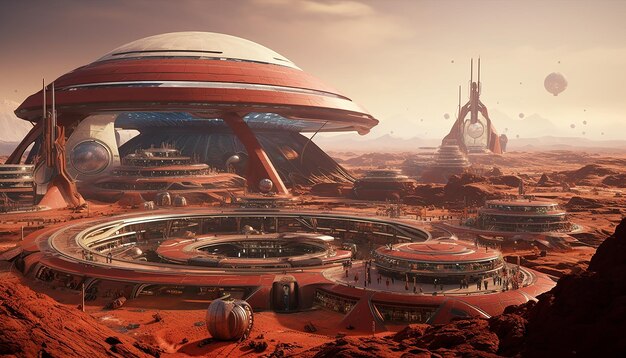 Tomorrowland auf dem Mars Zukunftsleben und Koloniensiedlung auf dem Marsplaneten