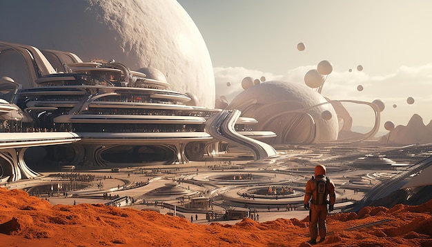 Tomorrowland auf dem Mars Zukunftsleben und Koloniensiedlung auf dem Marsplaneten