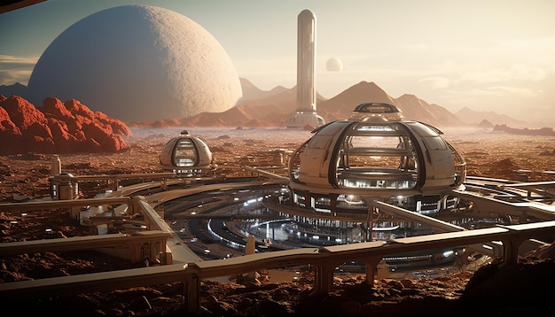 Tomorrowland auf dem Mars Zukunftsleben und Koloniensiedlung auf dem Marsplaneten