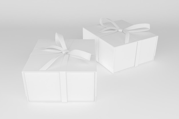 Ton, Geschenkboxen, Perspektive, Seite, Freigestellt, In, Weiß, Hintergrund