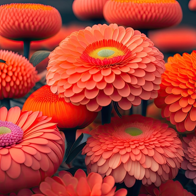 Tonalidade laranja pêssego ou coral brilhante da cor de fundo das flores de crisântemo do ano 201