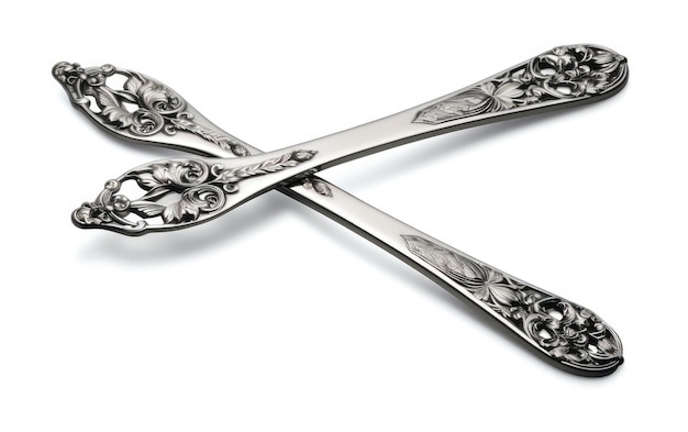 Tongs de azúcar de plata de época sobre un fondo blanco