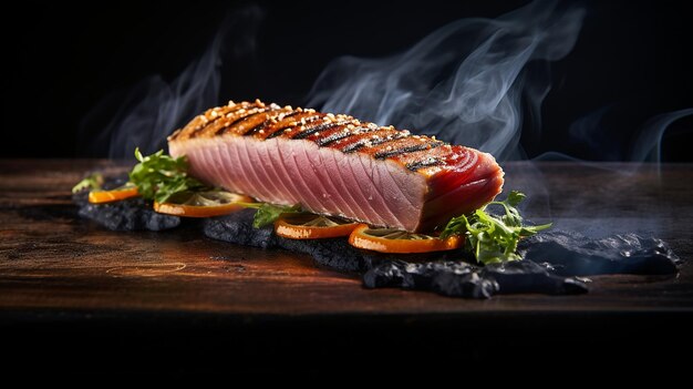 Foto tonho tataki queimado à perfeição com flauta