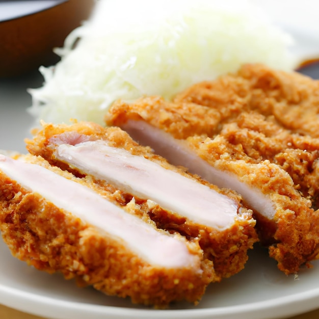 Foto tonkatsu, japanisches essen, blechgeschmack, schweinefleisch, schweinefleisch