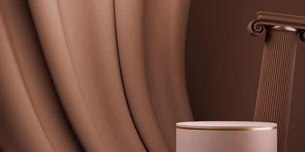 tono de mocha Fondo de producto de moda exhibición en el podio con telones de fondo en blanco