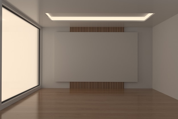 Tono oscuro de la sala de reuniones vacía en renderizado 3D