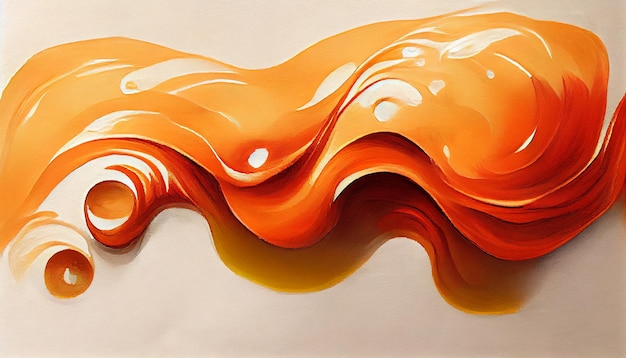 Tonos naranjas abstractos pintura al óleo líquida ilustración ondulada, arte abstracto naranja líquido