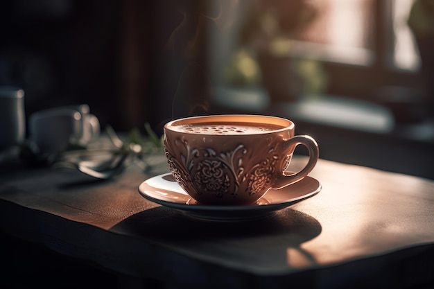 Tonos suaves de la taza de café caliente IA generativa