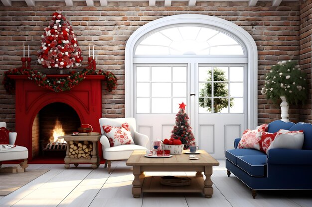 Tons brancos e vermelhos fundo interior de Natal