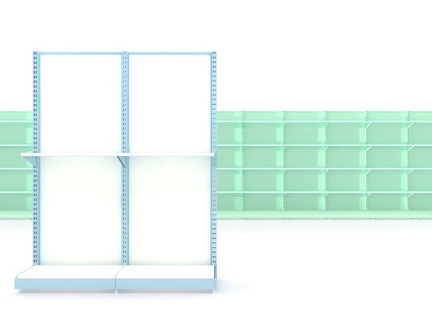 Tons pastel de supermercado de prateleira para renderização em 3d de produtos de exibição