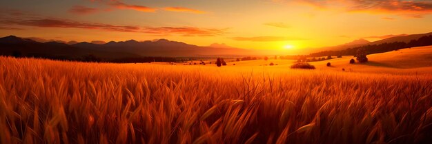 Foto tons quentes de um pôr-do-sol lançando um brilho dourado sobre a criação de uma atmosfera serena e mágica