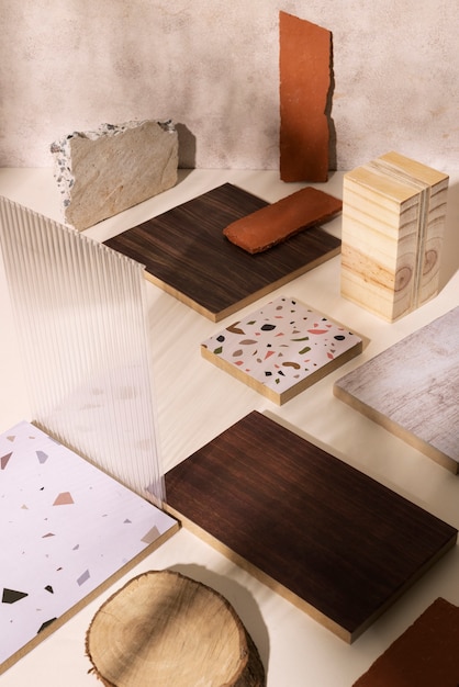 Top-Ansicht auf Platten aus MDF-Material