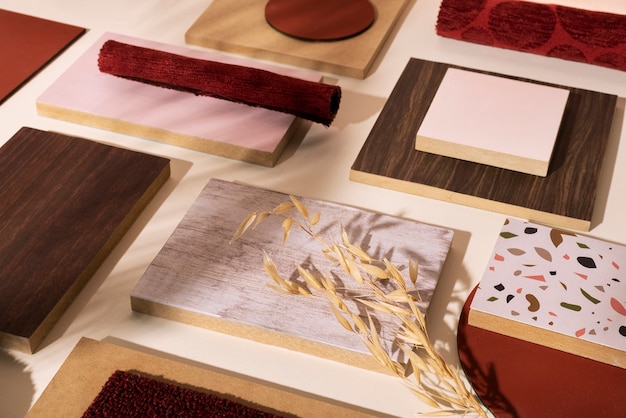 Top-Ansicht auf Platten aus MDF-Material