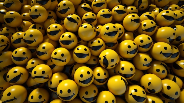 Top-Ansicht der Smiley-Emoticons-Gruppe