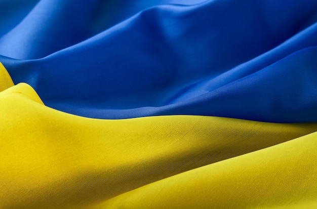 Top-Ansicht der Staatsflagge der Ukraine