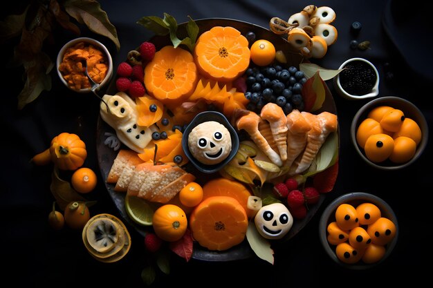 Top-Ansicht von Halloween-Snacks