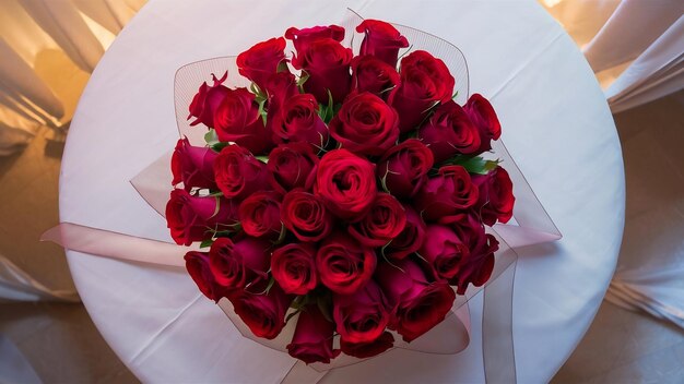 Top view Bündel von wunderschönen roten Rosen