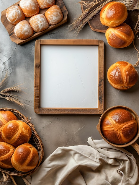 Foto top-view des bäckereien-infomartion-banners