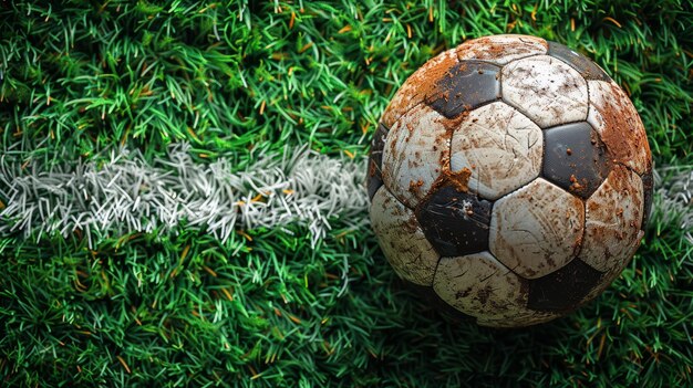 Top-View des Fußballsports hintergrund mit einem grünen künstlichen Rasen Rasenfeld und weißen Linien