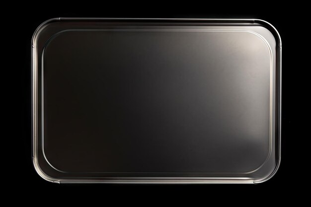 Top-View-Foto einer offenen quadratischen Zinndose mit Ringziehung auf schwarzem Hintergrund