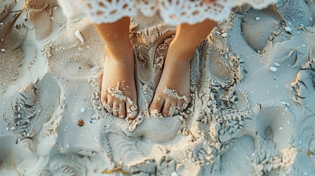 Foto top view girls feet on floor floresta e praia