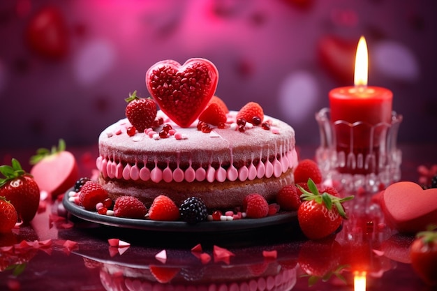 Foto top-view köstlicher erdbeerkuchen mit keksen und einer tasse tee auf rosa schreibtischkuchen süßen zuckerkuchen