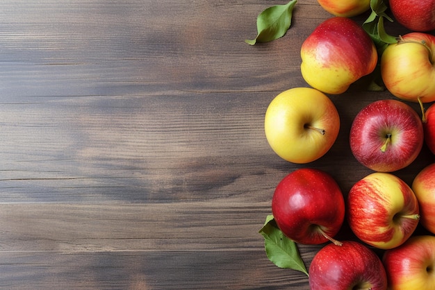 Top View of Apples over Light Mesa de madeira criada com ferramentas de IA gerativas