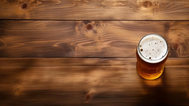 Top View Of Beer On Wooden Table Design inovador da página