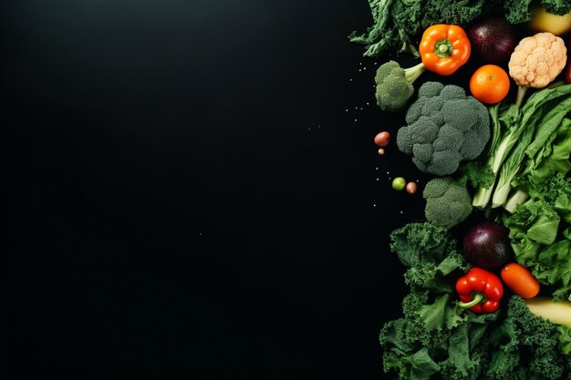 Foto top view organic vegetables with copy space