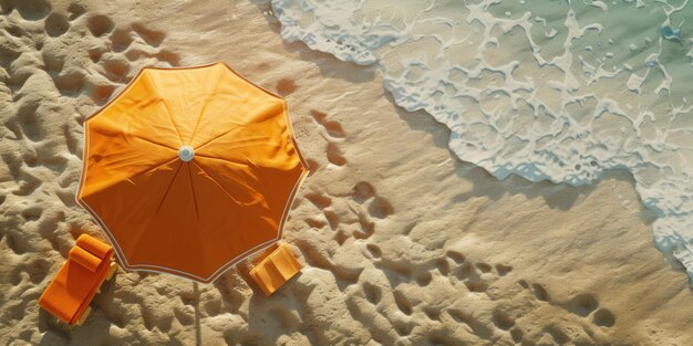 Top-View-Schirm auf dem Strand Sommerferien