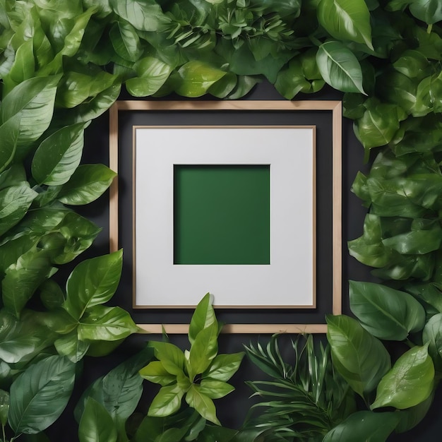 Top-View-Sortiment grüner Blätter mit Rahmen