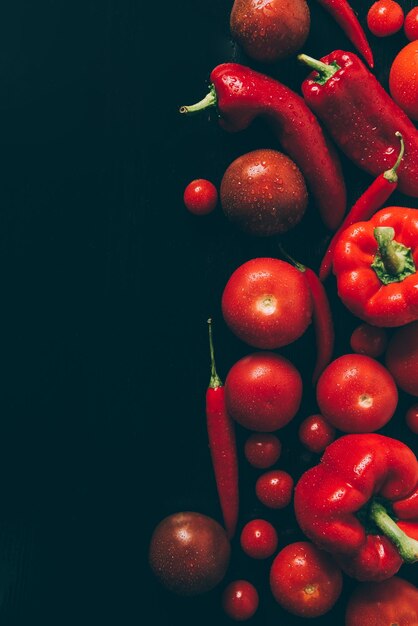 top view tomate vermelho sino