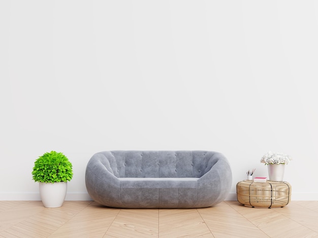 Topfpflanze am Sofa gegen die Wand zu Hause
