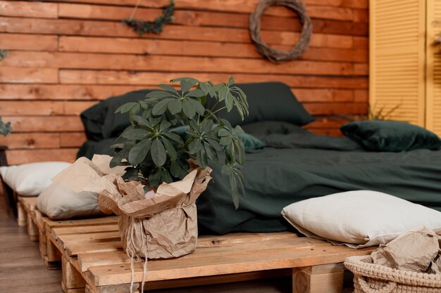 Foto topfpflanzen auf dem tisch an der wand