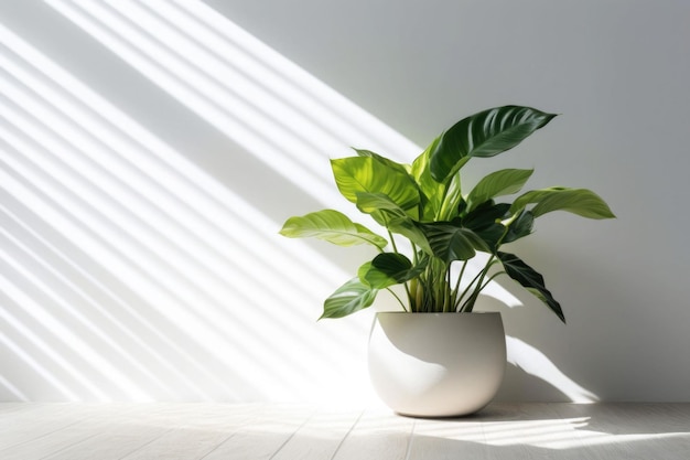Topfpflanzen mit weißer Wand im Hintergrund Eine Sammlung verschiedener Zimmerpflanzen Generative KI
