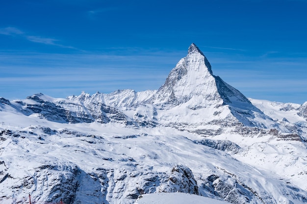 Topo da montanha Matterhorn na manhã Zermatt Suíça