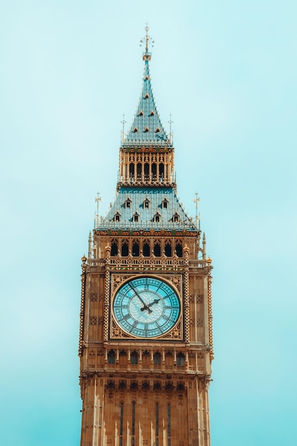 Topo da torre do relógio Big Ben do palácio de Westminster, Londres, Reino Unido, Inglaterra