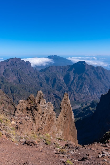 Topo do vulcão Caldera de Taburiente perto de Roque de los Muchachos