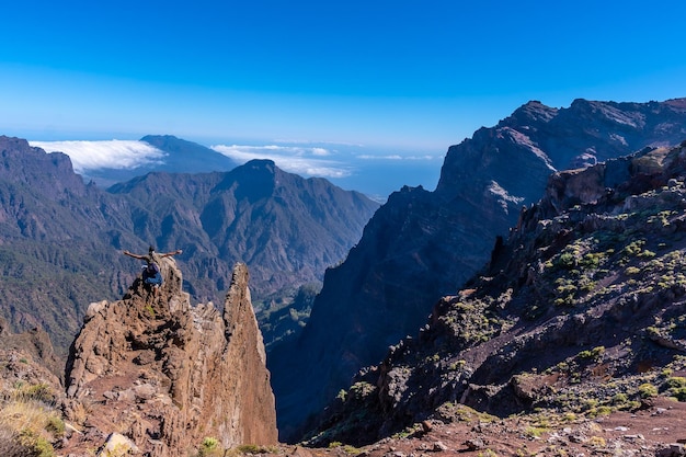 Topo do vulcão Caldera de Taburiente perto de Roque de los Muchachos