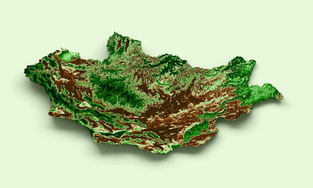 Topografische Karte der Mongolei 3D-realistische Karte Farbe 3D-Darstellung