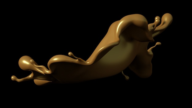 Un toque de caramelo dorado sobre fondo negro. Ilustración 3d, renderizado 3d.