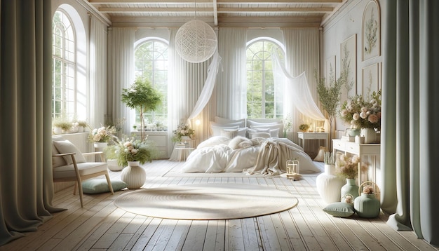 Toques naturais e cores suaves Um espaço acolhedor ao estilo sueco para recém-casados