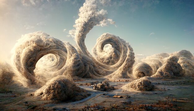torbellino fractal formaciones realistas 3D rende