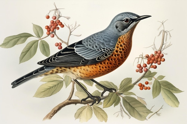 Foto tordo-das-rochas turdus saxatilis ilustrado por charles dessalines d'orbigny 18061876