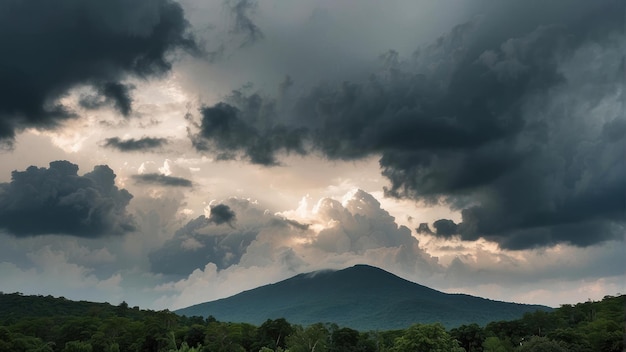 La tormenta se acerca sobre la exuberante cordillera