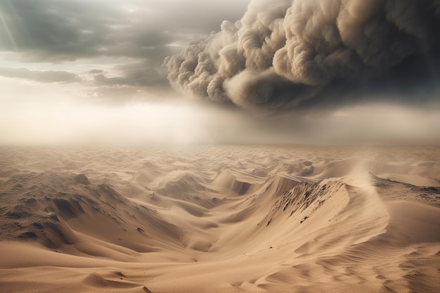 Una tormenta de arena masiva que envuelve los cielos sobre el desierto