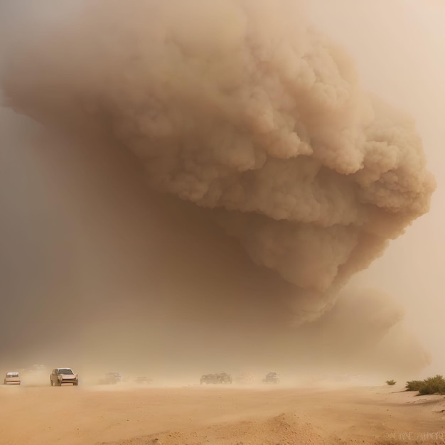 Tormenta de arena y polvo en el arte generativo del desierto por AI