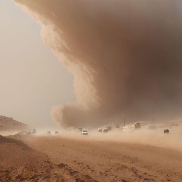 Tormenta de arena y polvo en el arte generativo del desierto por AI