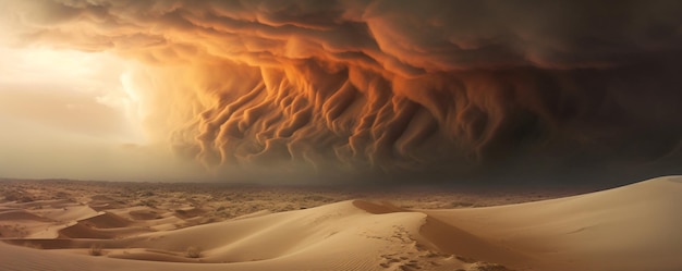 Tormenta dramática en el desierto con IA generada